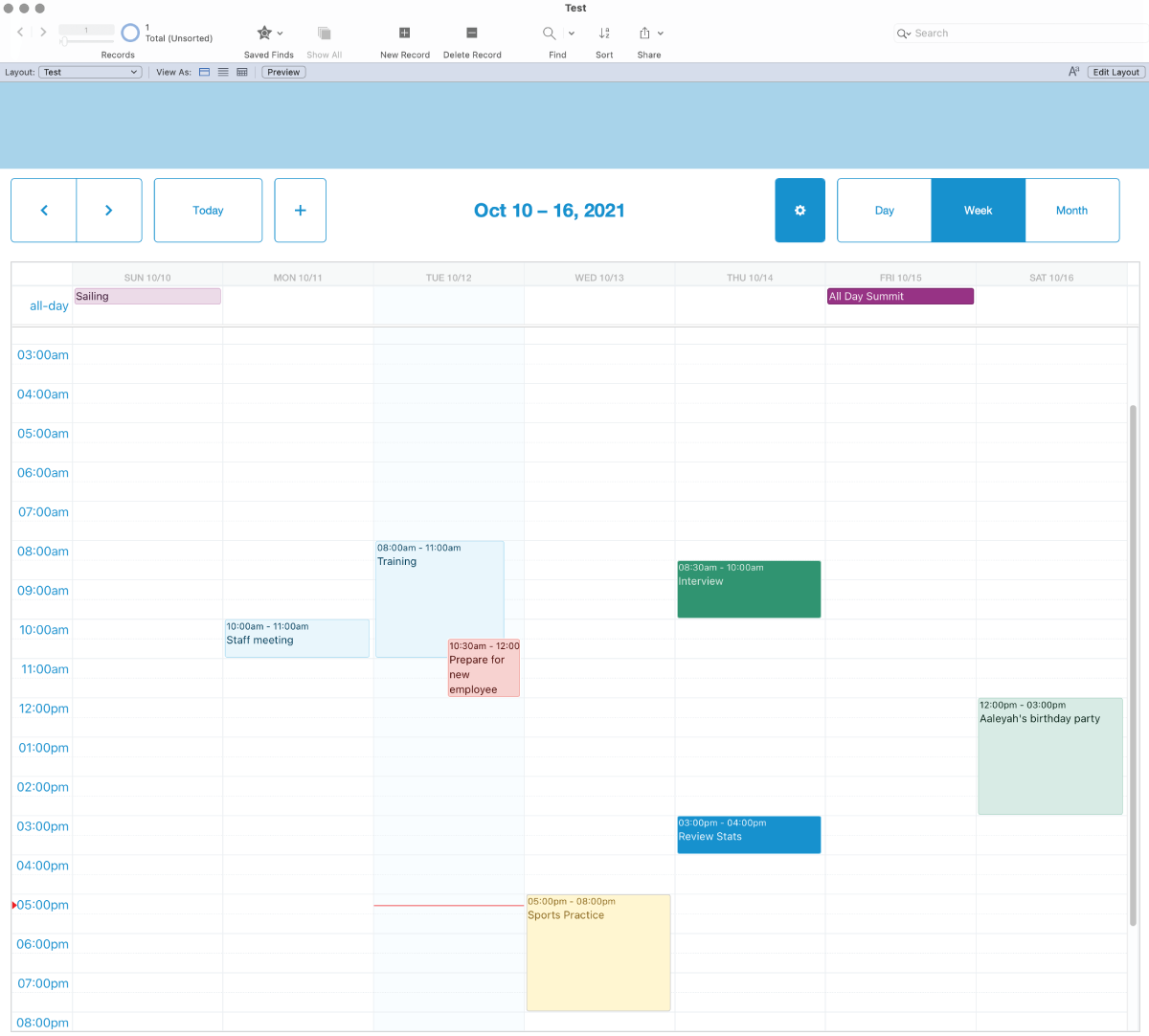 FileMaker Calendar Add-on Week View