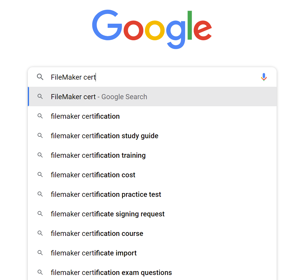 FileMaker Google Find