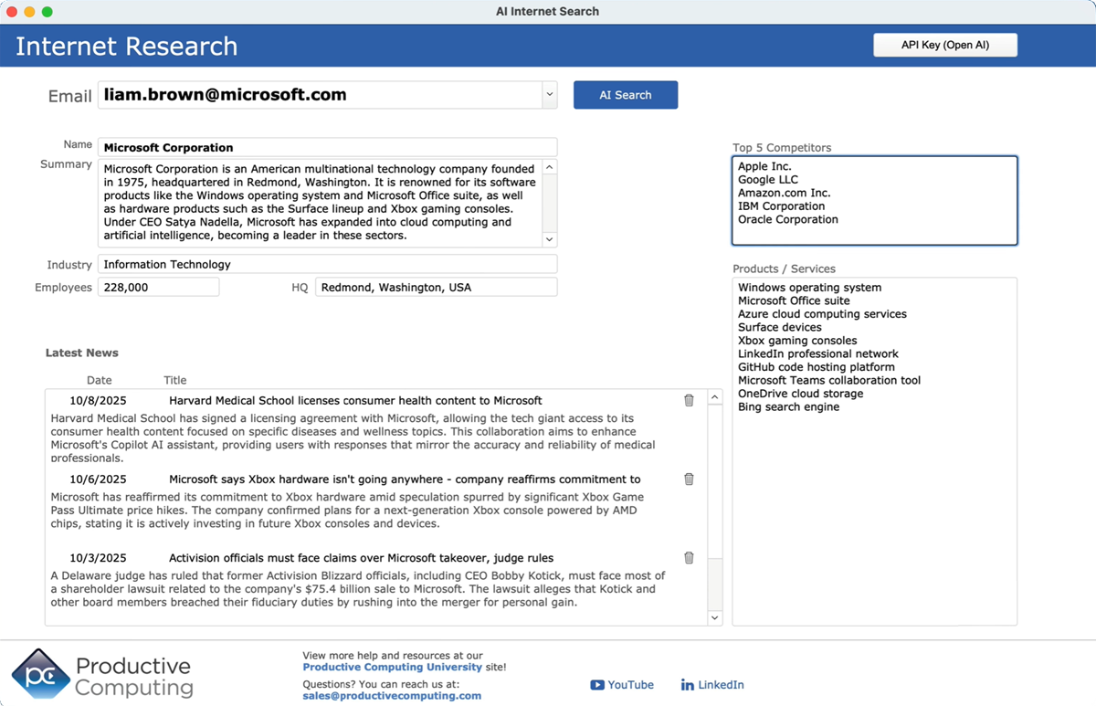 Using AI in FileMaker - Internet Research