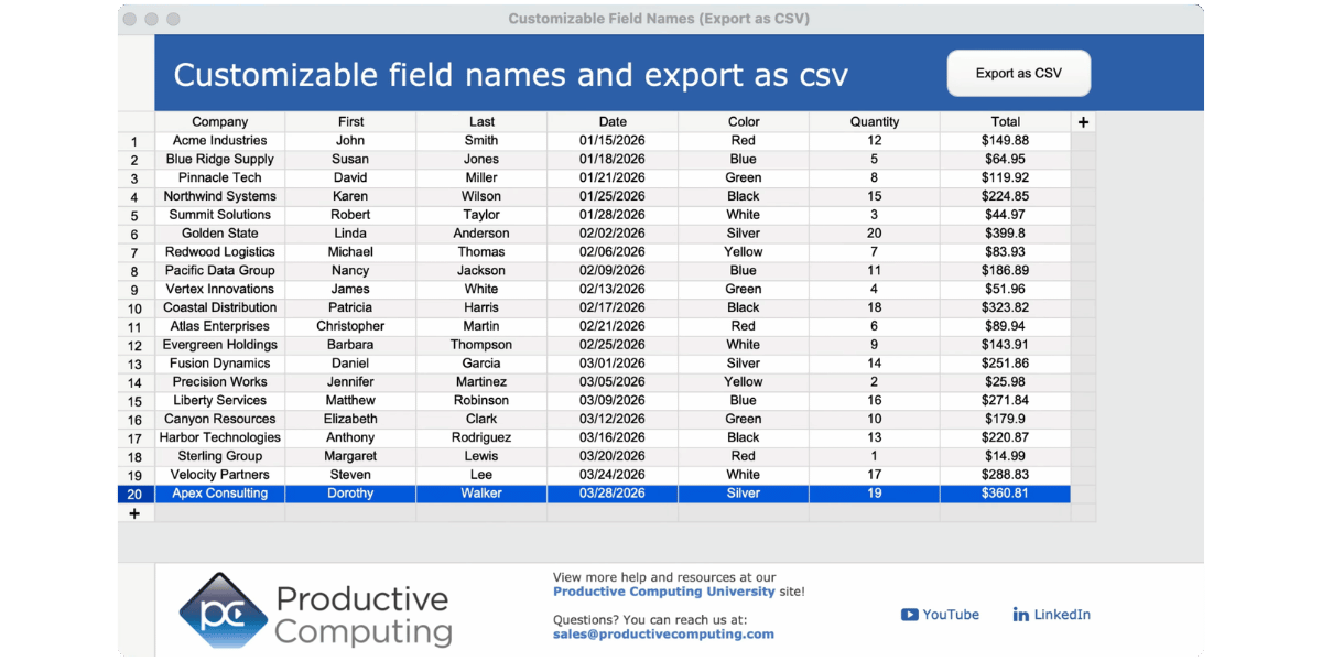FileMaker 2026_Customize Field Names
